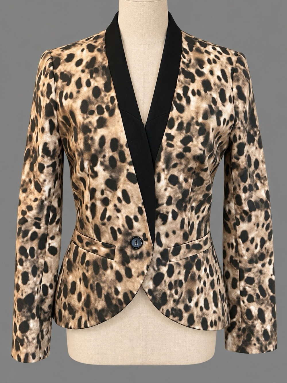 Tailored Fit Lepard Animal Print Blazer